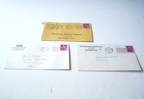 Vintage 4 Cent Stamped Envelopes Set of 3