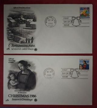 Two 1986 Christmas First Day Covers