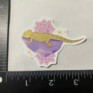 Crystal lizard friend geode large sticker decal new 