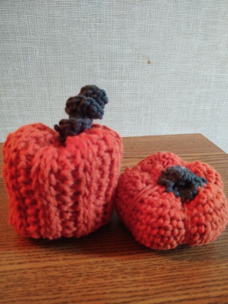 2 Hand Crocheted Pumpkins