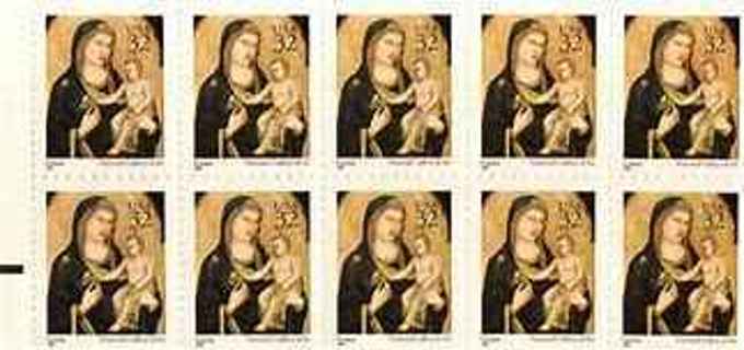 9 new MADONNA & CHILD 32 CENT XMAS STAMPS=USA