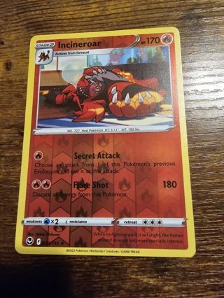 Pokemon Incineroar 012/195 reverse holo rare card