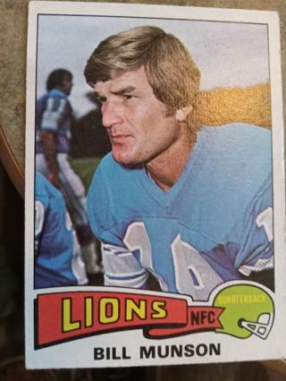 1975 TOPPS BILL MUNSON DETROIT LIONS FOOTBALL CARD# 172