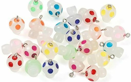 8pc Mixed Luminous Mini Resin Mushroom Charms #2 (PLEASE READ DESCRIPTION