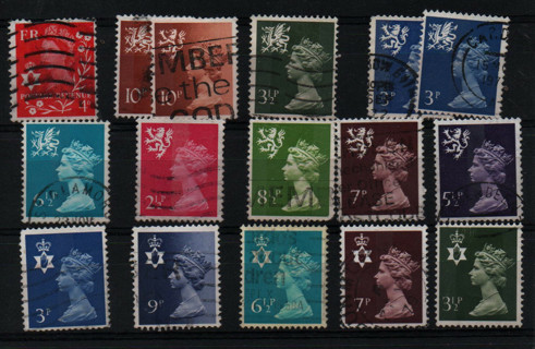 14 all different regional stamps from Great Britain - L@@K  -