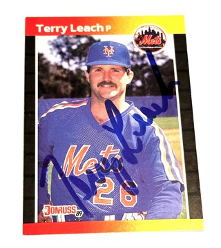 Autographed 1989 Donruss #502 Terry Leach Pitcher New York Mets