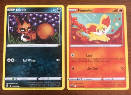 Pokemon Trading Cards - Nickit and Fennekin