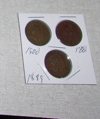 Indian Head Cent Lot Of 3 -1881-1889-1900