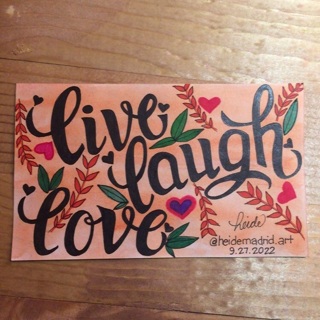 Motivational Art Card | ⭐️ live laugh love ❤️ | Size: 3" x 5"