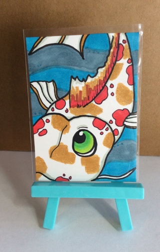 Red & Tan Koi original drawing aceo