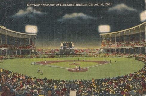 Vintage Unused Postcard: Linen: Cleveland Stadium, Cleveland, OH