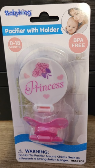 NEW - Babyking - Princess Pacifier & Pacifier Holder