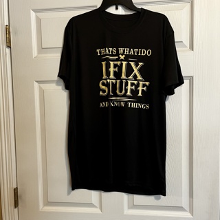 NIP Adults Unisex Black Short Sleeve Graphic "I Fix Stuff" Shirt - Sz XL