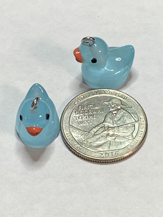 DUCKS~#4~BLUE~SET OF 2 DUCKS~CHARMS & GLOW IN THE DARK~FREE SHIPPING!