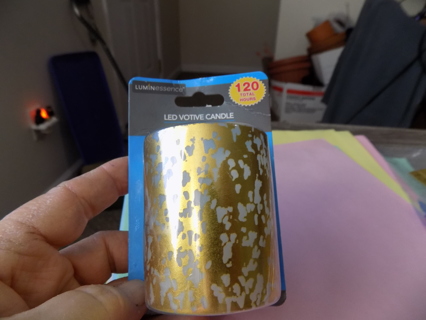 NIP Gold speckled LED battery operated flicker candle