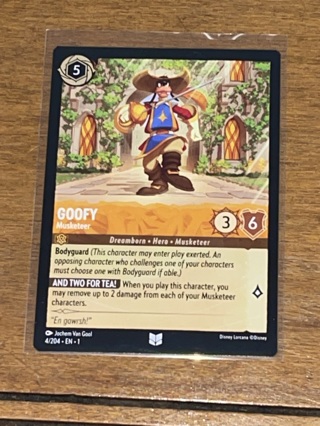 Disney LORCANA - Goofy: MUSKETEER # 4/204 - Uncommon NON-Foil