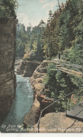 Vintage Used Postcard: gin z: 1910 Ausable Chasm, Lake Champlain, NY