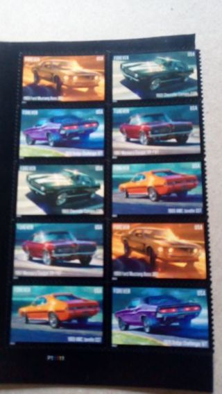 10- PONY CARS FOREVER US POSTAGE STAMPS.. READY TO USE