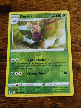 Pokemon Dustox reverse holo rare card 10/196