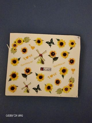 Sunflower nail decals