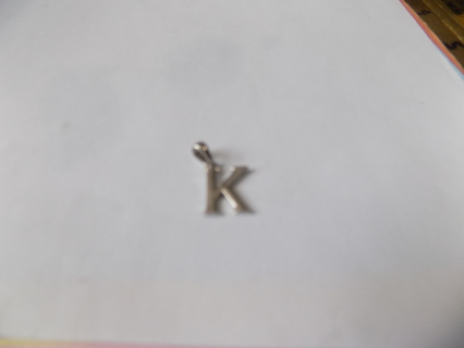 Silvertone Initial K necklace pendant 1/2 tall 