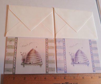 2 Thank You Notecards with Envelopes
