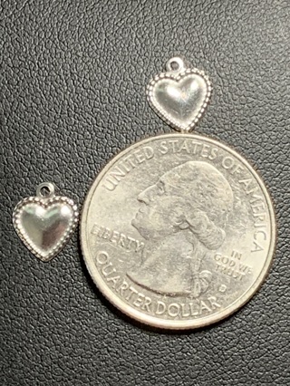 HEART CHARMS~#10~SILVER~MINI~SET OF 2~FREE SHIPPING!
