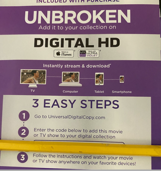 Unbroken Digital HD Movie Code 