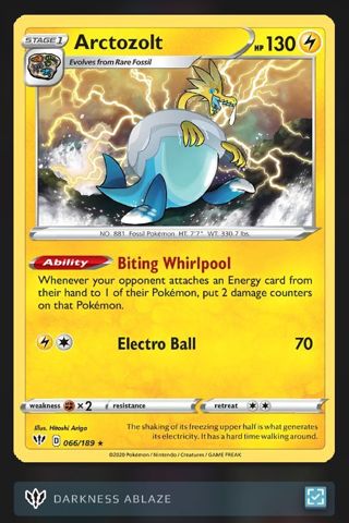 2020 Pokémon "Arctozolt" #066/189 Card