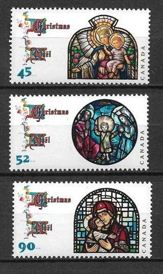 1997 Canada Sc1669-71 Christmas/Stained glass windows MNH C/S of 3