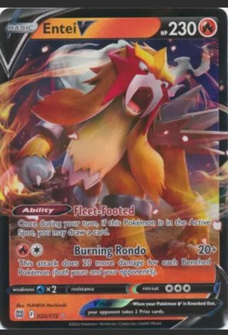 NM Ultra Rare Entei V Pokemon card TCG SWSH