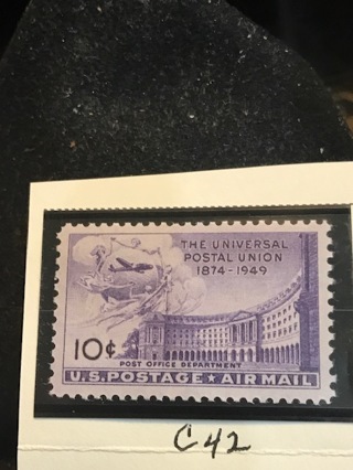 US STAMP C42 UNIVERSAL POSTAL UNION AIRMAIL 10 CENT PURPLE MINT NH OG