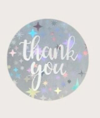 ➡️⭕NEW⭕(4) 1" HOLOGRAPHIC 'thank you' STICKERS!!