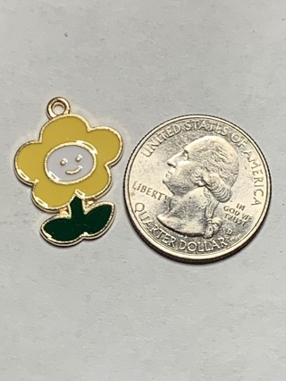 FLOWER CHARMS~#41~SMILEY FACE FLOWER~1 CHARM ONLY~FREE SHIPPING!