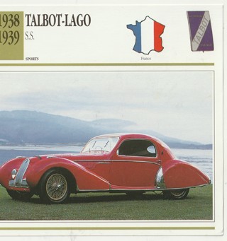 Classic Cars 6 x 6 inches Leaflet: 1938-1939 Talbot-Lago S.S.