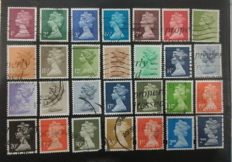 GREAT BRITAIN. QUEEN ELIZABETH II. 28 USED STAMPS.