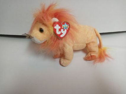 2000 Ty Beanie Baby Bushy Lion Orange January 27 Birthday Cute