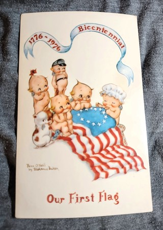 Vintage Kewpie Our First Flag Postcard - Unused