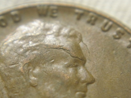 (US-87): 1955 Penny - w/ interesting "Cracked Skull" error 