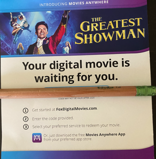 The Greatest Showman Digital HD 4K Movie Code