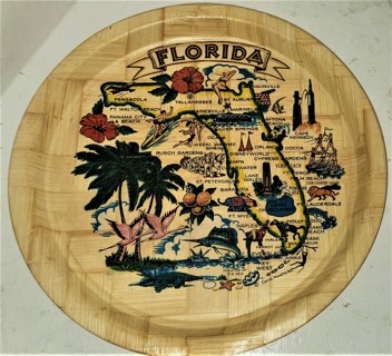 Large 13" diameter FLORIDA hand-made BAMBOO "unbreakable" Tray