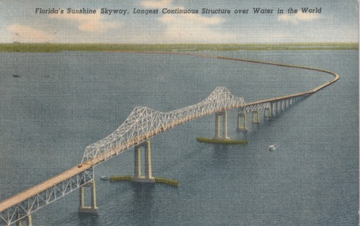 Vintage Used Postcard: d: 1959 Florida's Sunshine Skyway