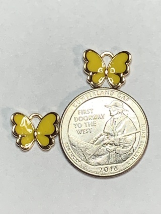 BUTTERFLY CHARMS~#2~YELLOW~SET OF 2 CHARMS~FREE SHIPPING!