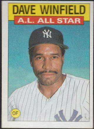 1986 TOPPS DAVE WINFIELD A.L. All Star BASEBALL CARD #717 New York Yankees