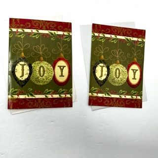 2 Joy Traditional Christmas Greeting Cards 