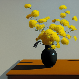 Listia Digital Collectible: Yellow Flowers In Glass Black Vase
