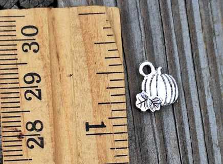 Pumpkin Charm DOUBLE SIDED Silvertone   Scrapbooking  Pen Pal  Card Making Jewerly Crafting