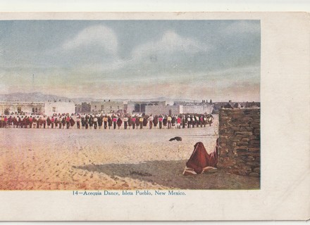 Vintage Unused Postcard: a: Acequia Dance, Isleta Pueblo, NM