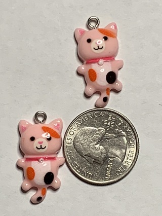 CAT CHARMS~#3~PINK~SET OF 2~FREE SHIPPING!