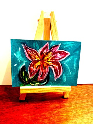 Original ACEO Hand painted Art Card.  "Hawaiian Flower", Signed D. Stockard